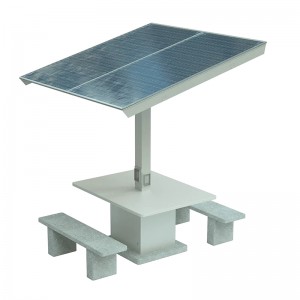 Katuhuoneiden ulkokäyttöön tarkoitettu aurinkoenergian latauspöytä
