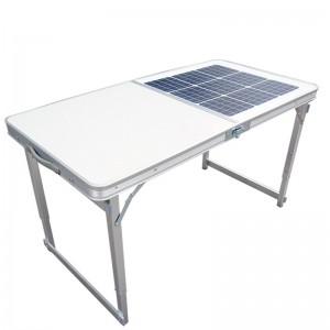 Kannettava taittuva aurinkopöytä latauskauppaa varten retkeilykeittiön kokoontaitettava työpöytä